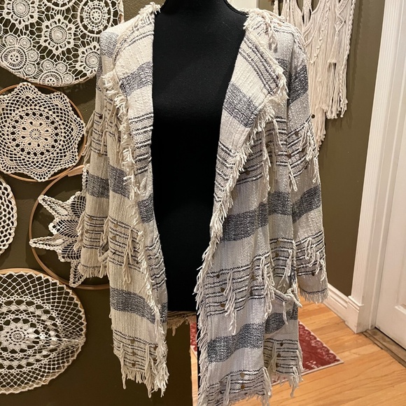 World Market Boho Striped Fringe Open Cardigan – Size L/XL - Picture 2 of 14